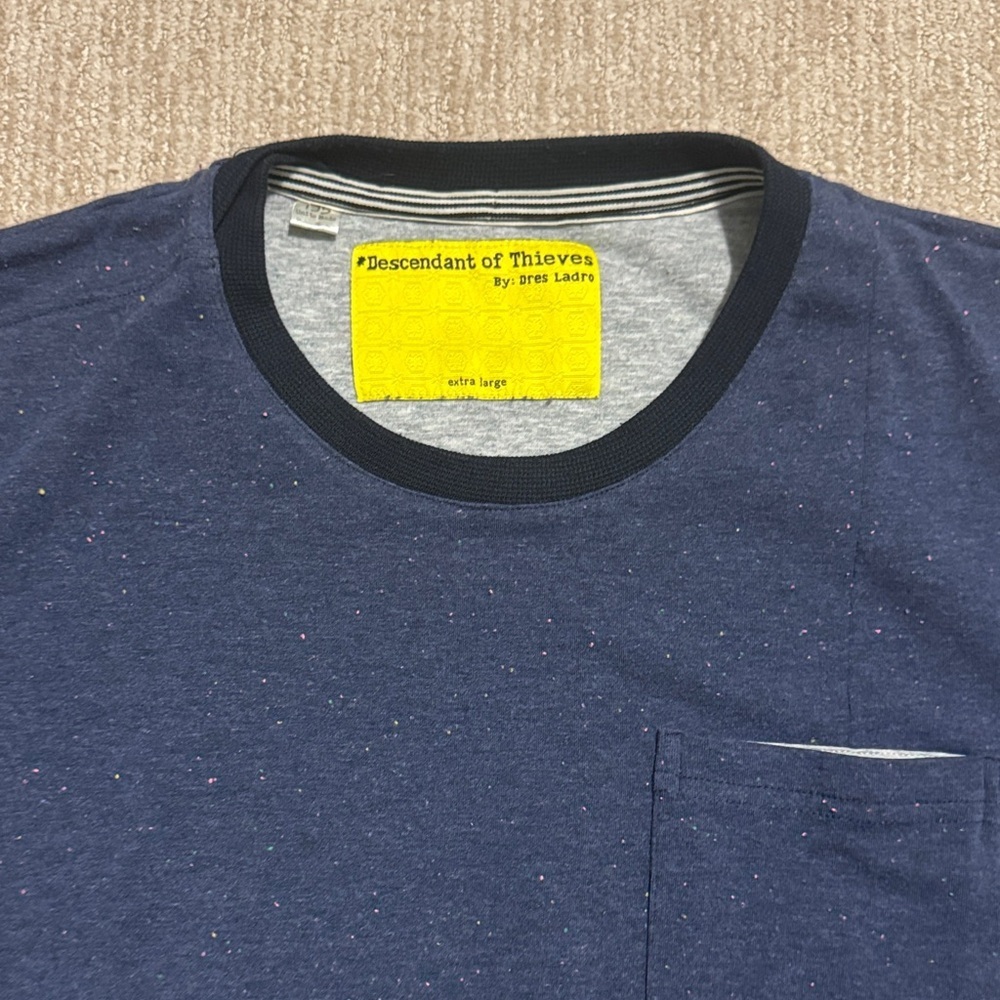 Descendant of Thieves Heathered Blue Short Sleeve Shirt Men's XL Casual Top - Picture 5 of 11
